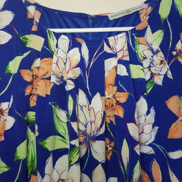 Signature Collection Blue Floral Print Jill Dress Size Small - Picture 5 of 11